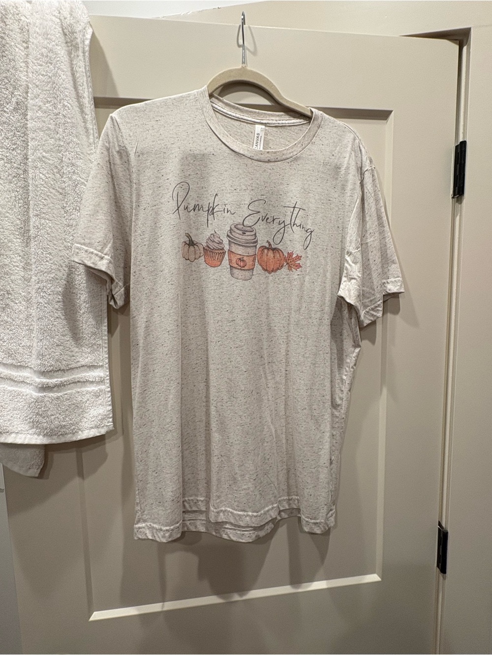 Bella Canvas Cream Speckled Tee with Pumpkin Graphic